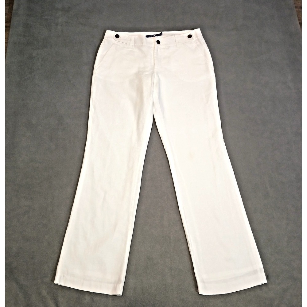 MEXX Women 100% European Linen White Wide Leg‎ Chino Pants Euro Size 38/40